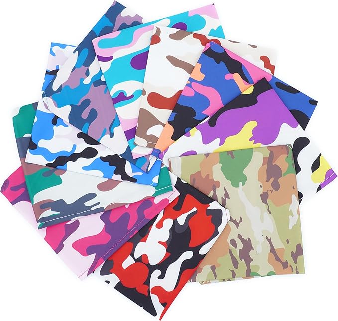 10PCS Dog Bandanas Camouflage Camo Military for Large Extral Large XL XXL Breed Dog Pink Purple Yellow Blue Kerchief Triangle Bibs Head Scarves for Boys and Girls Grooming Costume