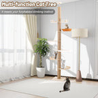 Romiromi 98”-102” Floor to Ceiling Cat Tree, Height Adjustable 7-Tier Ceiling to Floor Cat Tower, Wooden Pet Tree with 6 Sisal Scratching Post for Indoor Cats