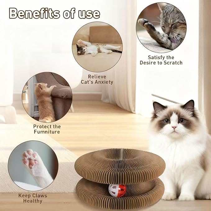 Modern Cat Scratcher - Reversible Cardboard Scratcher for Cats, Kitty kurlz cat Toy & Twisty Paws cat Toy, Fun Toys for Bored Indoor Cats