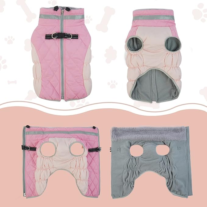 Lelepet Dog Coat Warm Dog Winter Coat Waterproof Dogs Jacket with Harness Built in Reflective Pet Fleece Vest Zip-Up Cold Weather Coats for Extra Large Dogs Turtleneck & Windproof Coats Great Dane 3XL
