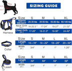WINSEE Pet Harness Collar and Leash Set, All-in-one Reflective Dog Harness No Pull with Adjustable Buckles for Puppies, Small, Medium, Large, and Extra-Large Dogs (Medium, Dark Blue)
