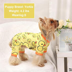 Dog Pajamas Pjs Spring Summer Dog Clothes for Small Dogs Girl Boy, Soft Stretchy Tiny Chihuahua Yorkie Puppy Clothes Doggie Onesies Cat Pet Jammies Outfit, Yellow Duck, S