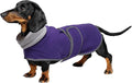 Geyecete Dachshund Sweaters for Dogs Jacket,Dachshund Coat Perfect Dog Winter Coat with Padded Fleece Lining,high Collar,Dog Snowsuit-Purple-S