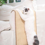 CHEERPALS Sisal Cat Scratcher Mat for Indoor Cats, 23.6 X 15.7 Inch Natural Sisal Fabric Scratching Pad Horizontal Scratch Rug with Sticky Tapes, Protect Couch, Wall and Carpets (White)
