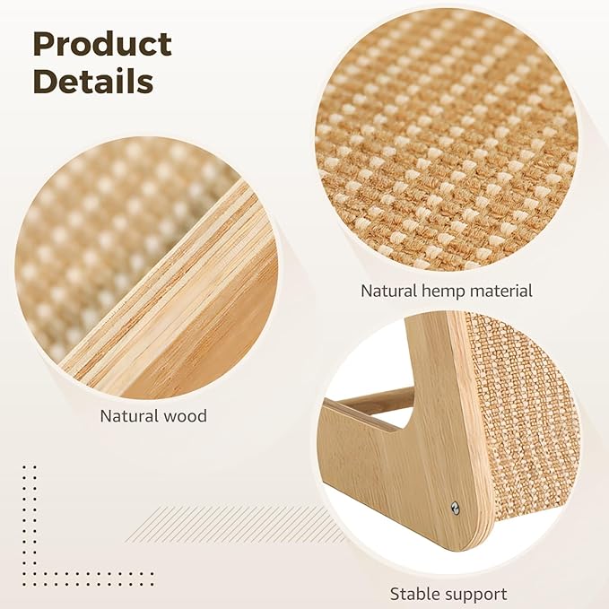 Extra Large Cat Scratcher, L-Shaped Sisal Cat Scratching Pad, Solid Scratching Ramp, Vertical & Tilted Design, Sturdy Claw Post for Big Cats