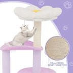 Magshion Flower Cat Tree for Indoor Cats, 33" Cute Cat Tower with Scratching Post, Condo, Top Flower Perch and Dangling Balls, Compact Cat Stand for Kittens, Purple