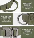 COOYOO Dog Collar,3 Piece Set Tactical Dog Collars, Adjustable Military Training Nylon Dog Collar with Control Handle and Heavy Metal Buckle for Medium and Large Dogs