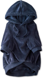 Cooper II Organic Cotton Velour Dog Hoodie Pet Coat for Small, Medium and Large Dogs, Navy, Large