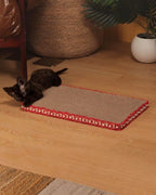 Classic Red Cat Scratch Pad, Stylish Boho Lace with Pearl Large Cardboard Cat Scratcher, Cat Scratchers for Indoor Cats, Durable Cat Scratching Board, Horizontal Scratch Pad for Cats