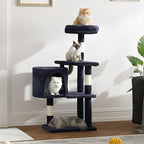 ‌Dopinmin 36" Winter Cat Tree - Plush Multi-Level Indoor Cat Tower with Sisal Scratching Posts & Ramp Plush Condo for Kittens,Dark Gray