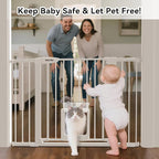 Baby Gate with Cat Door, 30" Tall Dog Gate with Cat Door Indoor, Adjustable Baby Gate for Doorways, Pressure Mounted Walk-Through Gate with Auto-Close & Double Lock, Fits 29.7-45.2 Inches