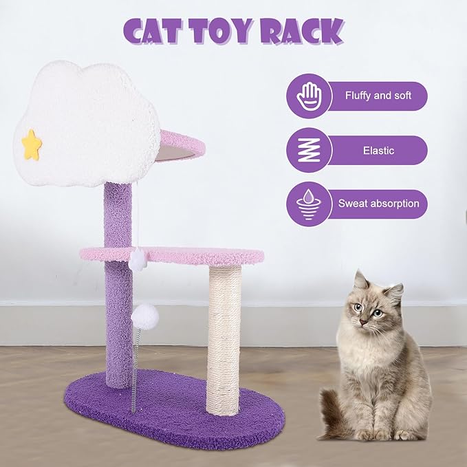 Amosfun Cat Climbing Frame with Scratching Posts Large Multi-Level Cat Tree Tower Kitten Jumping Platform Indoor Household Pet