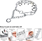 Prong Collar for Dogs,Dog Training Collar with One Professional Training Leash,Adjustable Pinch Collar with Quick Release Metal Buckle, No Pull Choke Collar for Small Medium Large Dogs（Silver, S）.