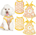 Frienda 4 Pieces Dog Clothes Set Include 2 Pcs Cute Pet Dress Lovely Dog Dress and 2 Pcs Breathable Pet T Shirt Puppy Clothes(Daisy,Small)