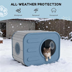 NUNU LAB Plastic Cat House Outdoor, Cats House for Indoor, Weatherproof Cat House, Camera Shaped Design, with Escape Door, for Small to Medium Cats (Blue)