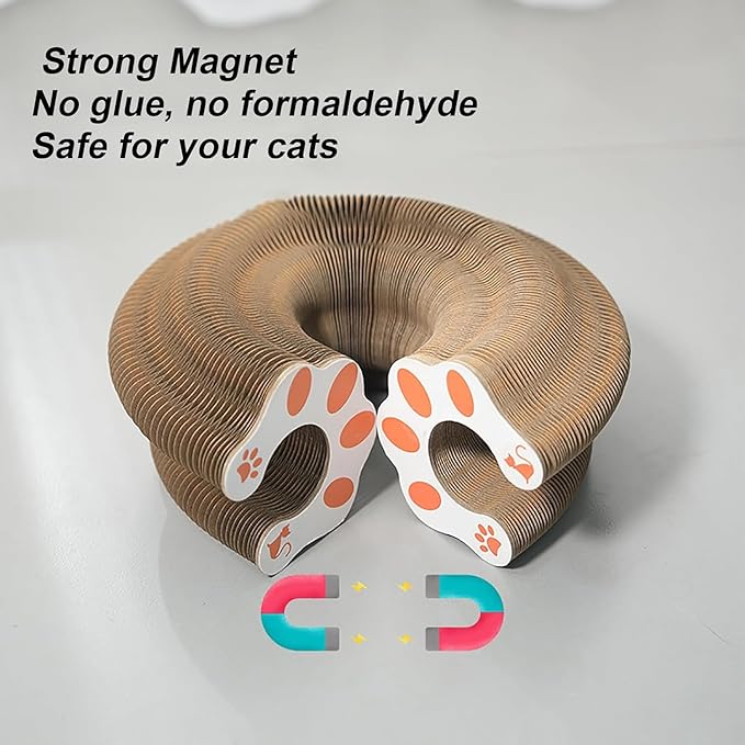 Kitty Curlz Cat Scratcher for Indoor Cats - Magic Organ Interactive Cat Toy with Bell Ball, Upgraded Durable Cardboard Scratching Board for Cats & Kittens, Anxiety Relief