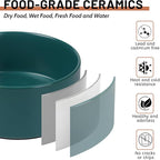 Large Dog Bowls, Non Slip Heavy Ceramic Dog Food and Water Bowl with White Silicone Base, 2 Pack Pet Feeding Bowls for Medium, Big and Giant Dogs (Black+Green, 8 Inches)