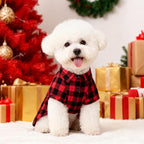 PUPTECK Plaid Dog Shirt, Cute Puppy Cat Polo T-Shirt, Soft Pet Clothes Boy for Small Medium Dogs, Square Red, M