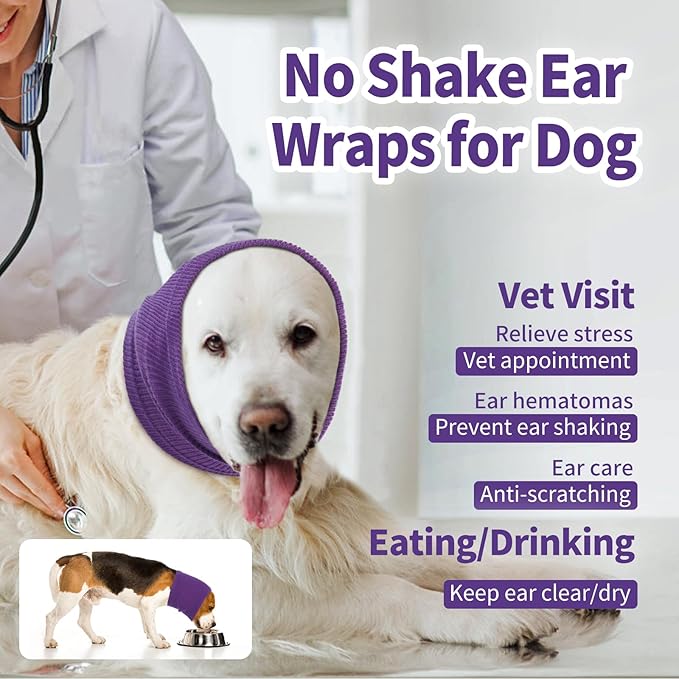 Nanaki Dog Hood Calming Ear Wrap - Quiet Headband Head Cover Snood Fireworks Muffs - Grooming and Force Drying Pet Ear Protector for Anxiety Relief and Noise