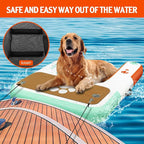 FBSPORT Inflatable Dog Boat Ramp Floating Dock Water Ladder for Pool, Boat, Non-Slip EVA Floating Ladder Pool Ramp for Dog Up to 220 LBs, Safe & Easy Access