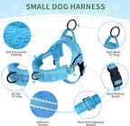 Lukovee No Pull Dog Harness and Leash Set, Soft Padded Small Dog Harness, Neck & Chest Adjustable Reflective Vest Puppy Harness with 4ft Lightweight Anti-Twist Dog Leash for Small Dogs (LBL, XS)