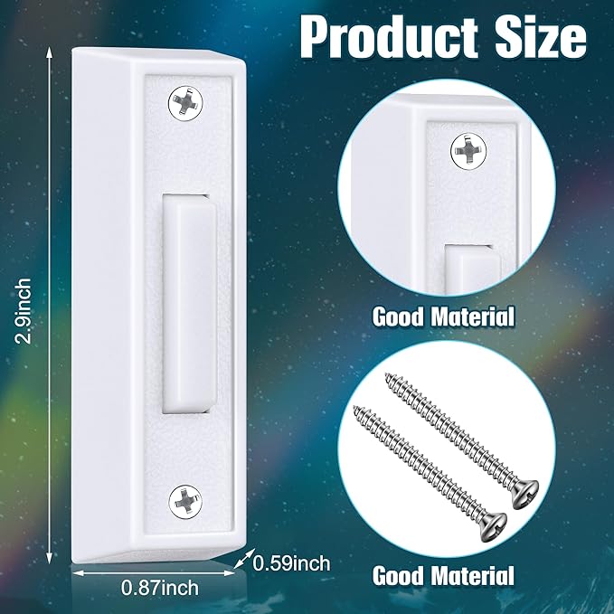 Saillong 1 Piece Lighted Doorbell Button, Wall Mounted Garage Door Opener Switch with LED Light Compatible with Most Wire Doorbell Chimes, Transformer, Ringer, Buzzers (White,Colorful Light)