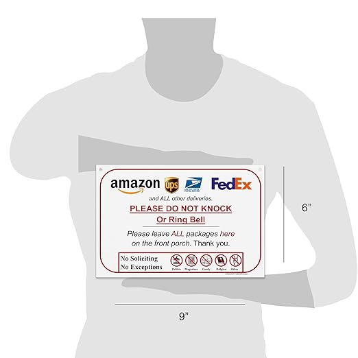 Leave Package Sign - Do Not Knock or Ring Bell (Do Not Knock - No Reason (Hang Sign))