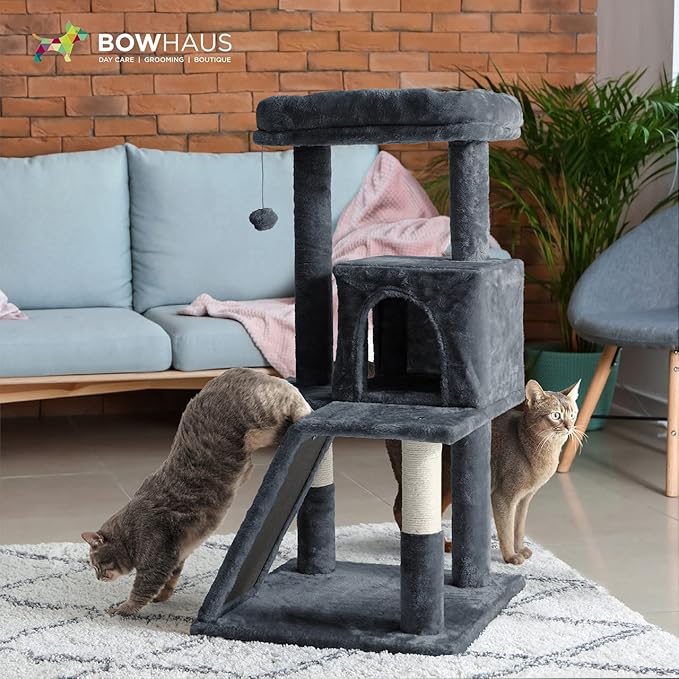 Tall Cat Tree for Indoor Large Cats or Kittens, Multi-Level Cat Activity Tree with Scratching Posts, Hammock, Cat Cave Condo, Modern Cute Small Cat Climbing Tower with Widened Perch
