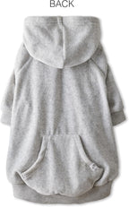 Cooper II Organic Cotton Velour Dog Hoodie Pet Coat for Small, Medium and Large Dogs, Light Heather Gray, Medium