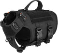 ICEFANG GN3 Tactical Dog Harness with 6X Buckle,Dog Molle Vest with Handle,3/4 Body Coverage,Hook and Loop Panel for ID Patch,No Pulling Front Clip (S (22"-27" Girth), Black)