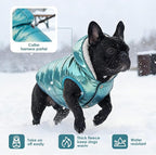 Dog Fleece Hoodie, Windproof Waterproof Dog Coat Fleece & Cotton Lined Warm Jacket, Cold Weather Pet Apparel Clothes Vest for Dogs (L,Mintgreen)