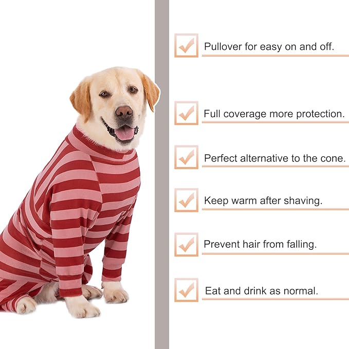 Dog Coats Autumn Winter Jumpsuit for Large Medium Dogs, Warmer Recovery Suit Polar Fleece Dog Bodysuit Lightweight Pajamas Pullover Stretchy Onesie Four-Legged Cold Weather Clothes (5XL, Xmas)