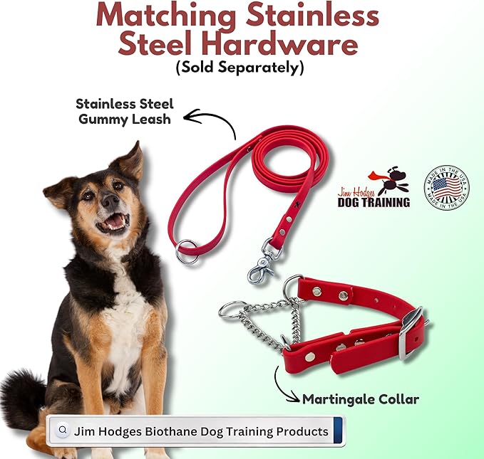 Martingale Collar for Dogs, Biothane, Stainless Steel Hardware, No Pull, Made in The USA, Professional Grade, XL, Red