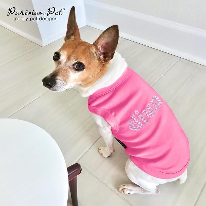 Parisian Pet Diva Dog Shirt – 100% Cotton Shirts for Large Dogs – Pink Sleeveless Soft Puppy Clothes – Lightweight and Breathable Dog Outfit – Summer Pet Apparel - Stretchable Tshirts for Dogs