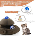 Kitty Kurlz Cat Scratcher Magic Organ Cat Scratching Board with Bell Ball,Foldable Accordion Kitty Curls Cat Scratcher,Kitty kurlz Cat Toy for Indoor Cats,Beige
