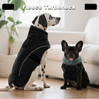DENTRUN Winter Warm Dog Coat Reflective Jacket with Turtleneck for Cold Weather, Adjustable Buckle Windproof Water Repellent, Thick Snowsuit Fleece Vest for Small, Medium, Large Dogs, Black, L