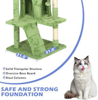 Heavy Duty Cat Tree,70 Inch Tall Cat Tower,2 Cozy Condos,Scratching Posts,Ladders & Sisal Pole,Multi-Level Perches Platforms for Indoor Cats,Sturdy Pet Climbing Furniture,Green