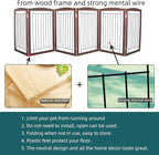 ZJSF Freestanding Foldable Dog Gate for House Extra Wide Wooden Brown Puppy Gate Stairs Dog Gates Doorways Tall Pet Gate 32 "Height 6 Panels Pet Fence