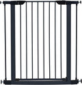 MidWest Homes for Pets 39-Inch High Walk-Thru Pressure Mounted Steel Dog Gate, Expands to 38 Inches Wide, Includes 3-inch Extensions, Textured Graphite