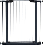 MidWest Homes for Pets 39-Inch High Walk-Thru Pressure Mounted Steel Dog Gate, Expands to 38 Inches Wide, Includes 3-inch Extensions, Textured Graphite