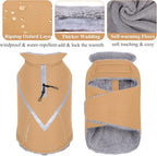 VIVAGLORY Snowrap Dog Coat, Jacket with Harness Hole, Dog Coat for Winter & Cold Weather, Fluffy Warm Fleece Lined Reflective Water Resistant for Puppy, S, Khaki