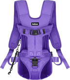 PetBonus Pet Front Dog Carrier Backpacks, Adjustable Pet Backpack, Legs Out Easy-fit Puppy Chest Carrier for Medium Small Dogs, Hands Free for Hiking, Cycling (Purple, M)