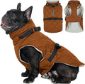 Kuoser Dog Coat Warm Fleece Lining Turtleneck Dog Jacket with Harness Built-in, Adjustable Windproof Cold Weather Coats with Quick Release Buckle Pet Winter Snowsuit for Extra Small Dogs, Khaki XS