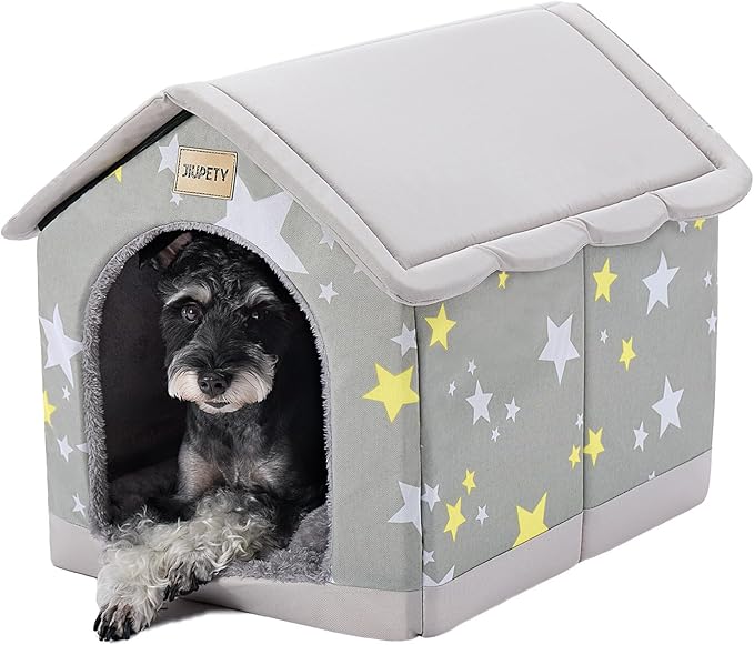 Jiupety Dog House Indoor, L Size Indoor Dog House for Medium Dog, Warm Cave Sleeping Nest Bed for Cats and Dogs, Gray