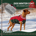FUAMEY Dog Coat for Large Dogs,Waterproof Dog Winter Jacket with Harness Built in Puppy Cold Weather Coats Reflective Pet Vest with Zipper Warm Fleece Dogs Snowsuit Windproof XXL
