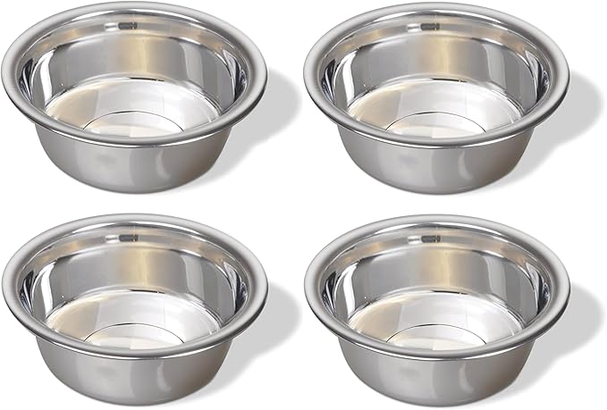 Greendale - 4 Pack - 3.8 Cup Capacity - Stainless Steel Metal Dog Bowls - Perfect for Dog Food and Water. Wrong Size? Click to Look at Our Size Options.