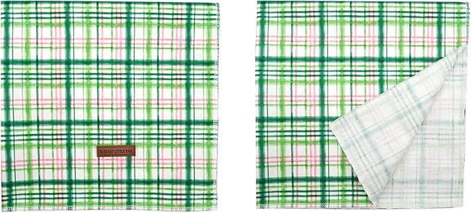 Elegant Little Tail Dog Bandana - Spring Pet Birthday Cotton Bibs Scarf Green Soft Adjustable Square Kerchief for Small to Large Dogs