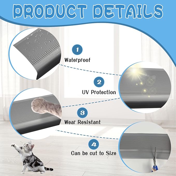 2 Rolls Window Sill Protector from Dog Cat Scratching - 5.5 Inch x 6.6 Feet Cuttable Rubber Door Furniture Edge Protector from Dog and Cat Claw Scratching Chewing Slobbering on Window Sills