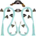 2 Pack Dog Bells for Door Potty Training, Handwoven Cotton Rope Dog Doorbell with 6 Extra Loud Bells, Adjustable Dog Door Bells for Small Medium Large Dogs to Ring to Go Outside, LightGreen