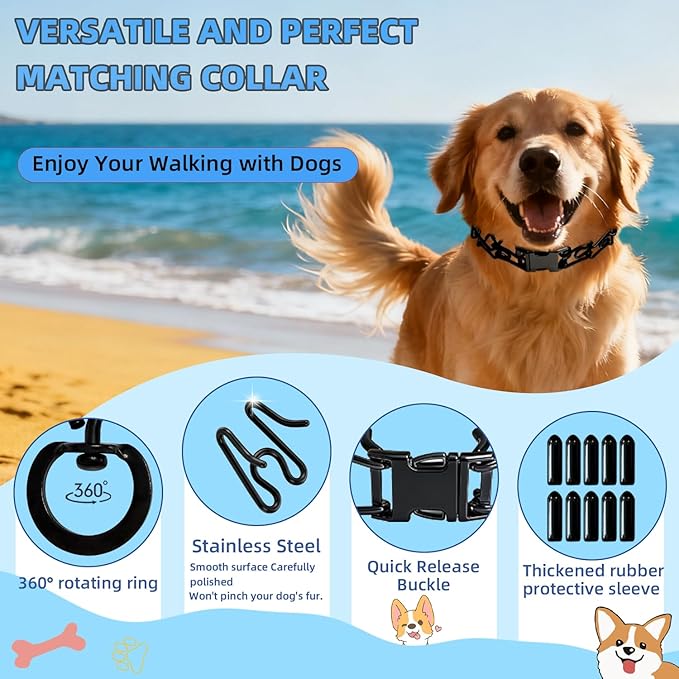 Dog Collar, Adjustable Dog Collar with Comfort Cap for Collars of Small, Medium and Large Dogs (XL(21-24" Neck, 4.0mm), Blcak)
